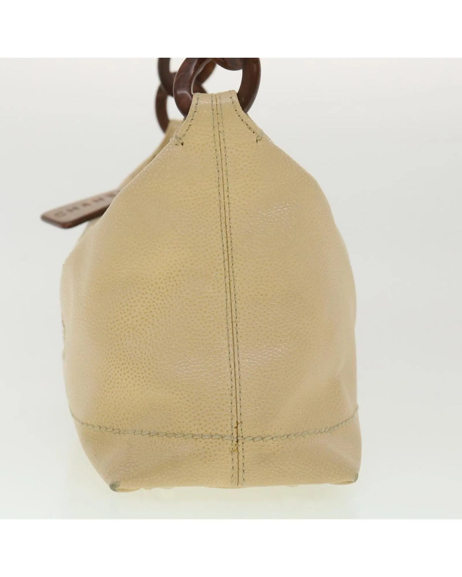 Beige Caviar Skin Shoulder Bag with CC Logo