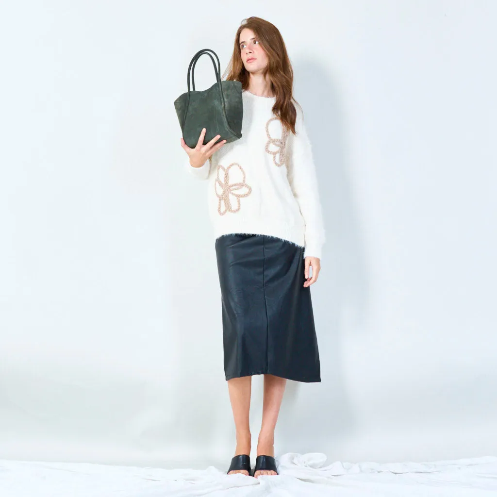 Suede tote bag with dual handles wholesale